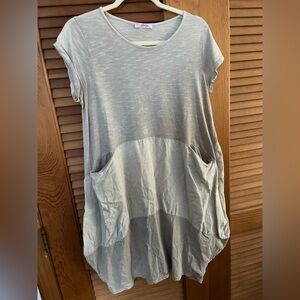 Liabella Gray Dress Pockets One Size Made in Italy Lagenlook